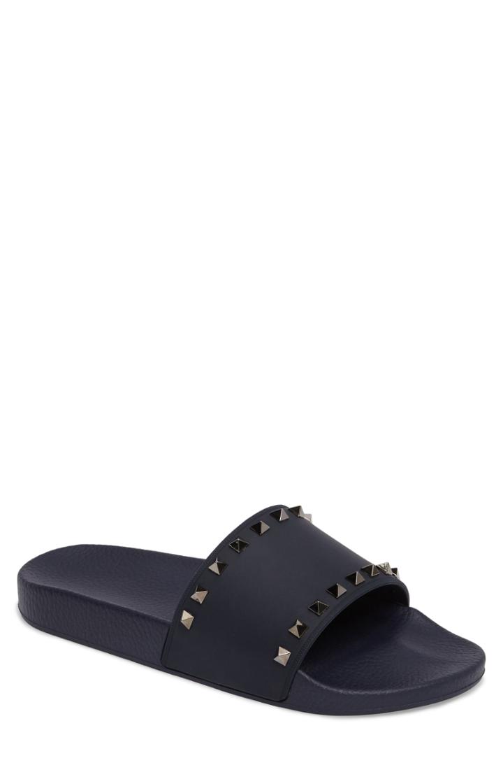 Men's Valentino Garavani Rockstud Slide Sandal Us / 42eu - Blue