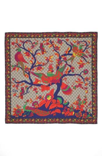 Women's Gucci Jubilee Square Silk Scarf, Size - Blue