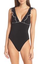 Women's Robin Piccone Malia Ruffle One-piece Swimsuit - Black