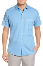 Men's Peter Millar Seaside Washed Sport Shirt, Size - Blue