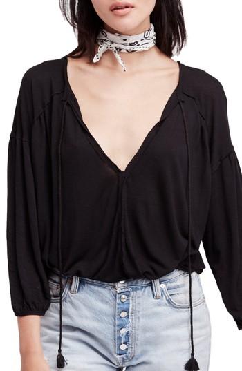Women's Free People Just A Henley Top - Black