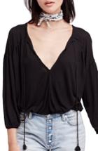 Women's Free People Just A Henley Top - Black