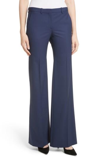 Women's Theory Demetria 2 Flare Leg Good Wool Suit Pants - Blue