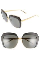 Women's Linda Farrow 62mm 22 Karat Gold Trim Oversize Sunglasses - Black/ Yellow Gold/ Grey