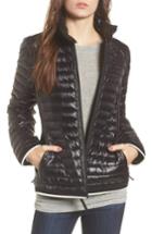Women's Marc New York Stripe Trim Packable Down Jacket - Black