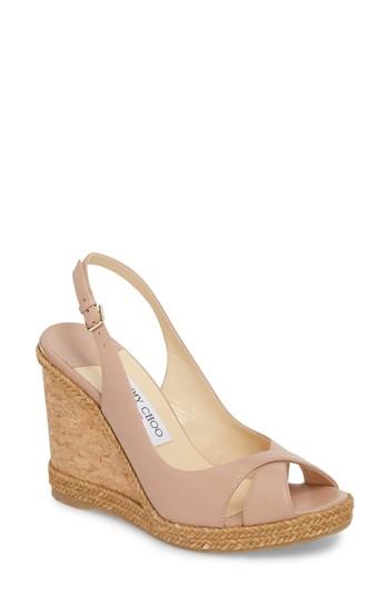 Women's Jimmy Choo Amely Slingback Wedge Sandal Us / 34eu - Pink
