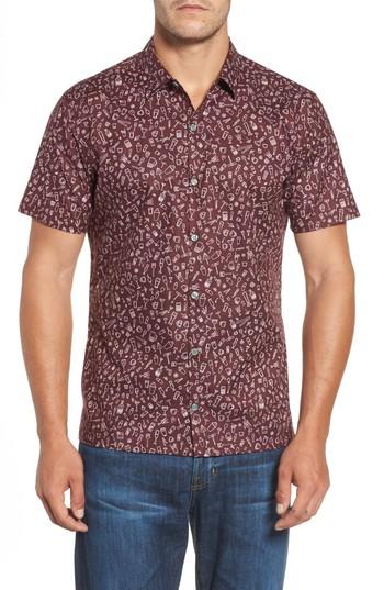 Men's Tori Richard 5 Pm Slim Fit Camp Shirt, Size - Red