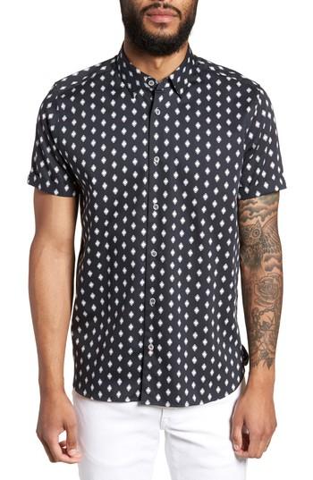 Men's Ted Baker London Sineral Trim Fit Short Sleeve Sport Shirt (l) - Blue