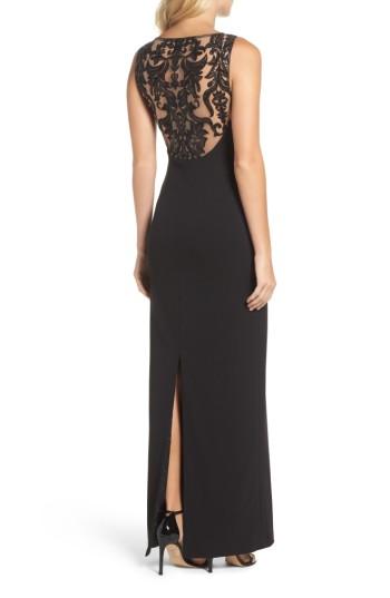 Women's Adrianna Papell Cowl Neck Embroidered Back Gown