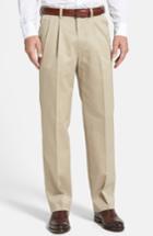 Men's Nordstrom Men's Shop 'classic' Smartcare(tm) Relaxed Fit Double Pleated Cotton Pants X 30 - Beige (online Only)