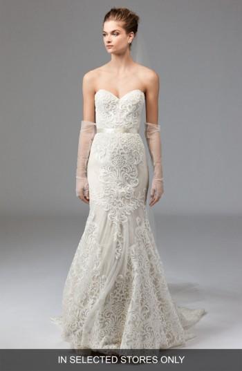 Women's Watters Alice Embroidered Strapless Trumpet Gown