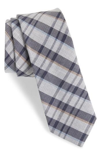 Men's 1901 Duffy Plaid Linen & Silk Tie, Size - Blue