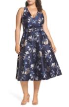 Women's 1901 Belted Halter Fit & Flare Dress (similar To 16w) - Blue
