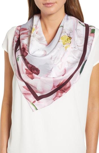 Women's Ted Baker London Iguazu Square Silk Scarf, Size - Grey