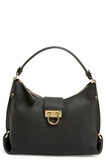 Salvatore Ferragamo Leather Hobo - Black