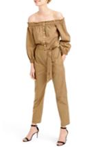 Women's J.crew Off The Shoulder Khaki Jumpsuit