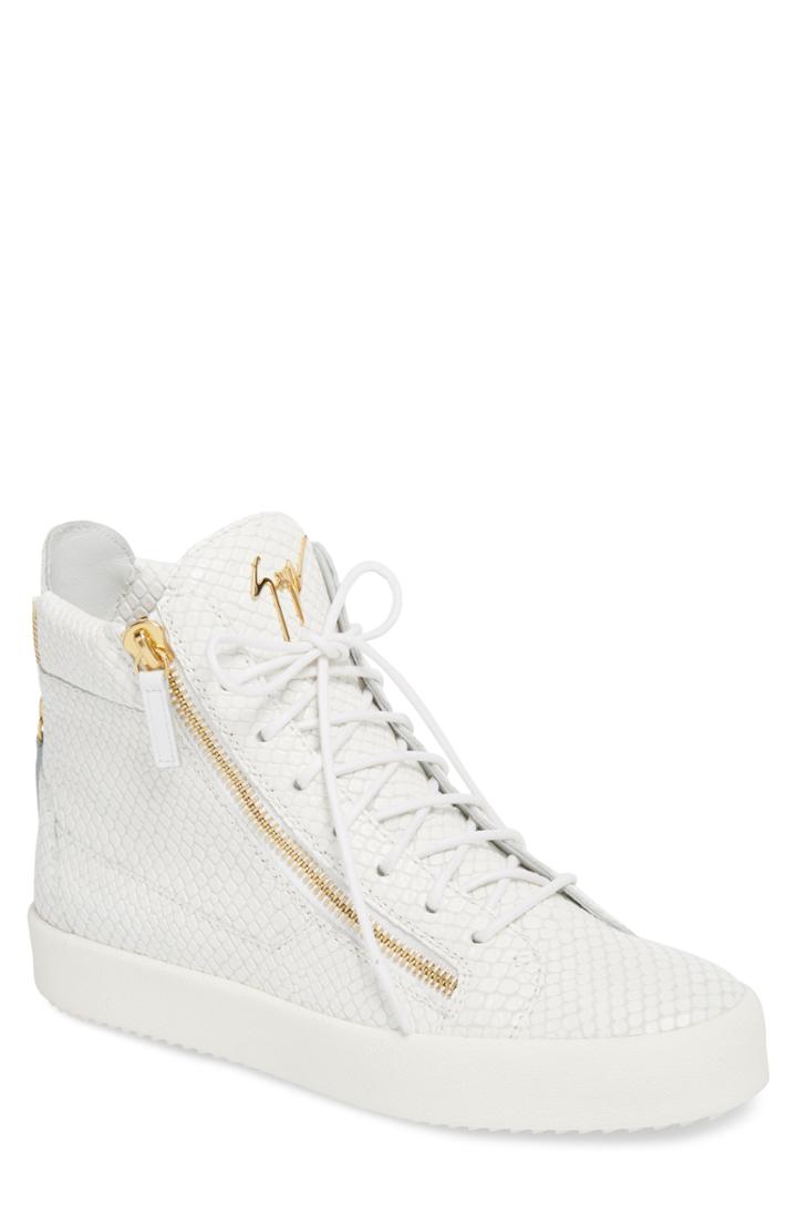 Men's Giuseppe Zanotti Snake Embossed High Top Sneaker Us / 40eu - White
