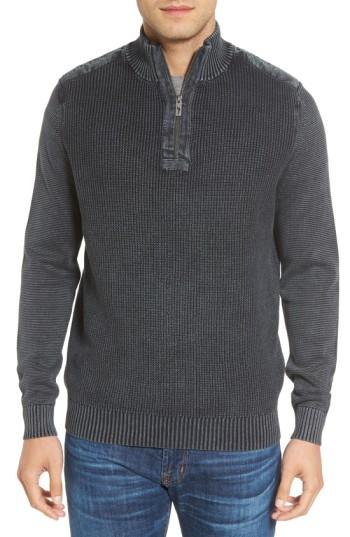 Men's Tommy Bahama 'coastal Shores' Quarter Zip Sweater - Black