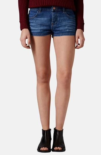 Topshop Moto 'daisy' Denim Shorts Mid Stone
