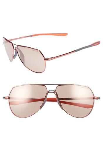 Men's Nike Outrider E 62mm Oversize Aviator Sunglasses - Total Crimson/ Golf
