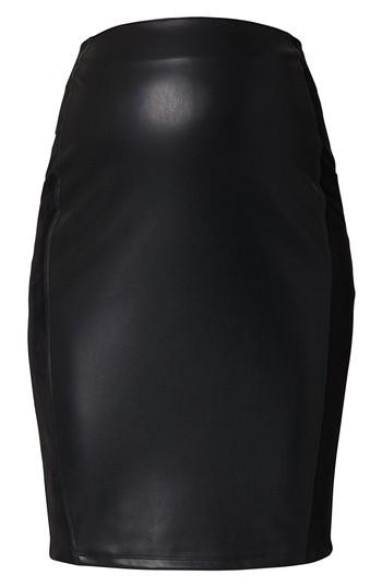 Women's Supermom High Waist Faux Leather Skirt - Black