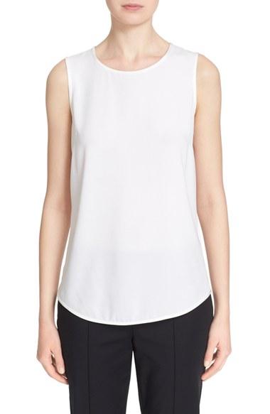Women's St. John Collection Satin Back Crepe Shell, Size - White