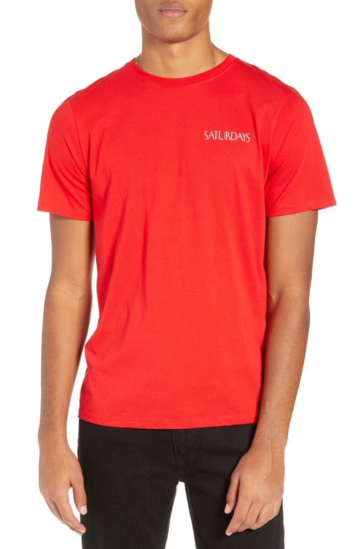 Men's Saturdays Nyc Flapper Logo T-shirt - Red