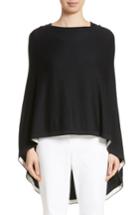 Women's St. John Collection Rib Knit Poncho Sweater - Black