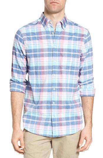 Men's Gant Trim Fit Plaid Linen Sport Shirt