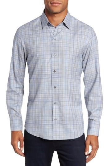 Men's Zachary Prell Johannes Slim Fit Plaid Sport Shirt - Grey