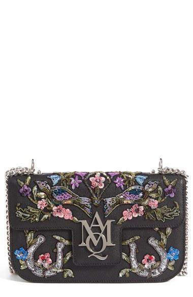 Alexander Mcqueen Medium Insignia Calfskin Leather Shoulder Bag -