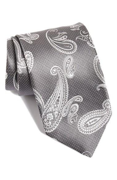 Men's David Donahue Paisley Silk Tie, Size - Black