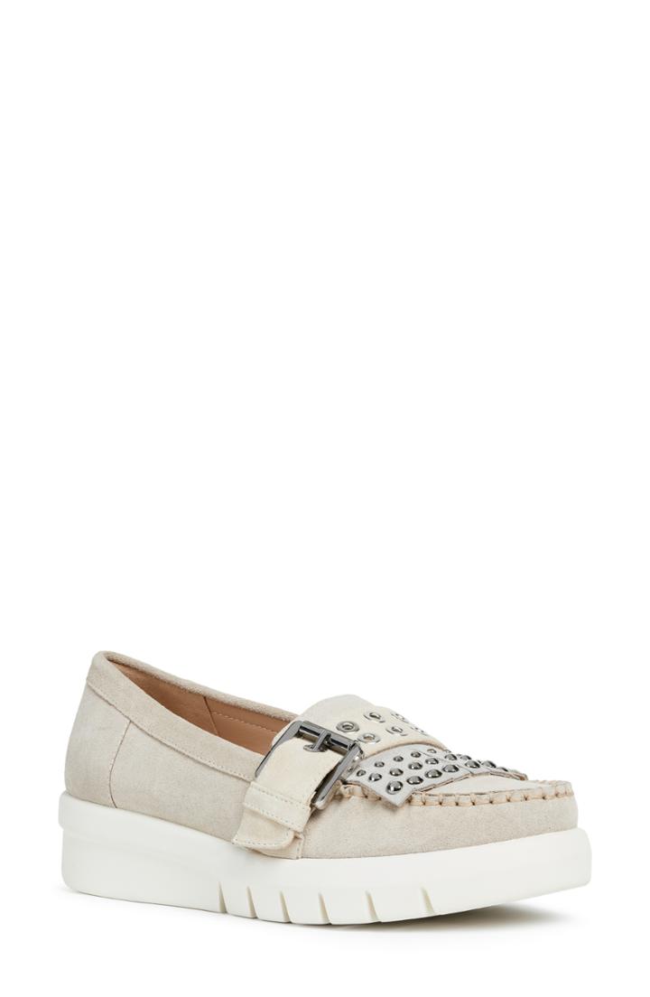 Women's Geox Wimbley Studded Kiltie Loafer Us / 39eu - Beige