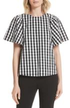 Women's Kate Spade New York Gingham Flutter Sleeve Top, Size - Black