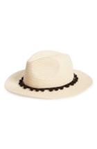 Women's Sole Society Pom Pom Panama Hat - White