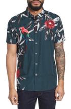 Men's Ted Baker London Trim Fit Parrot Print Sport Shirt (xxl) - Green