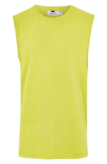 Men's Topman Raw Edge Sleeveless T-shirt, Size - Green
