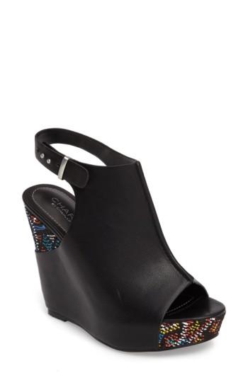 Women's Charles By Charles David Ames Platform Wedge Sandal M - Black