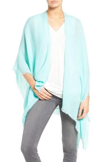 Women's Echo Fringe Trim Cape, Size - Blue