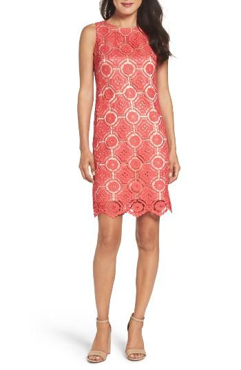 Petite Women's Eliza J Lace Shift Dress P - Pink