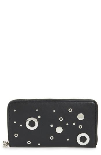 Women's Alexander Mcqueen Grommet & Stud Calfskin Leather Continental Wallet -