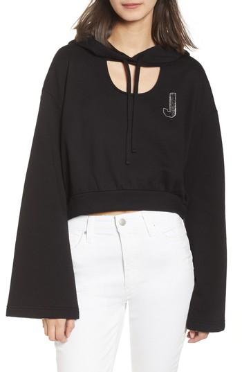 Women's Juicy Couture Glitter Embellished Logo Hoodie - Black