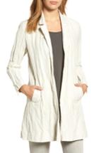 Women's Eileen Fisher Notch Collar Long Jacket, Size - Ivory