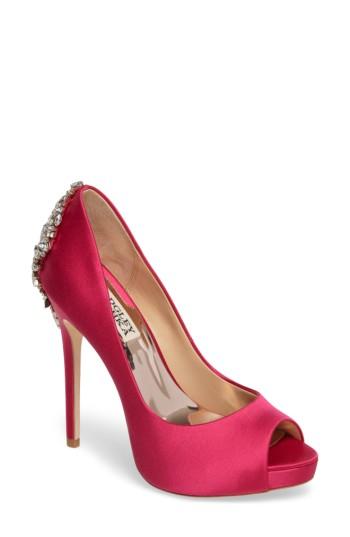 Women's Badgley Mischka 'kiara' Crystal Back Open Toe Pump .5 M - White