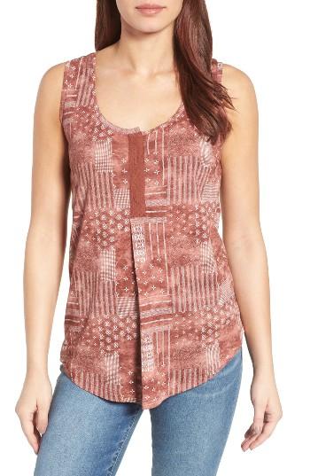 Women's Caslon Linen Blend Henley Tank, Size - Red