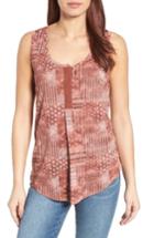 Women's Caslon Linen Blend Henley Tank, Size - Red