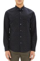 Men's Theory Irving Regular Fit Crown Print Sport Shirt, Size - Blue