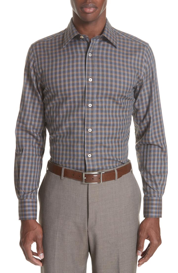 Men's Canali Fit Check Sport Shirt