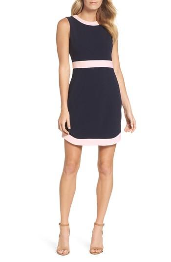 Women's Vince Camuto Ringer Trim Scuba Crepe Dress - Blue