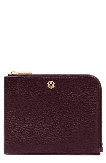 Dagne Dover Small Elle Whipstitch Leather Clutch - Burgundy